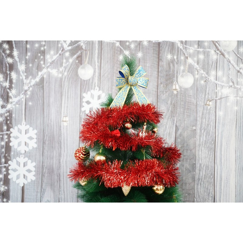 Beteală Crăciun Pufoasă, Ghirlandă Decorativă pentru Interior și Exterior, Folie PVC, Roșu, 2 m x 11 cm