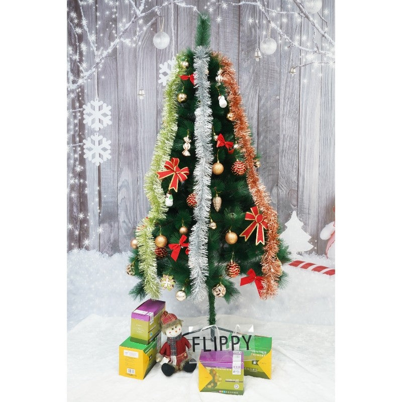 Beteală Crăciun Pufoasă, Decoratiune Brad Elegantă, Folie PVC Rezistentă, Uz Interior și Exterior, Argintiu, 2 m x 9 cm