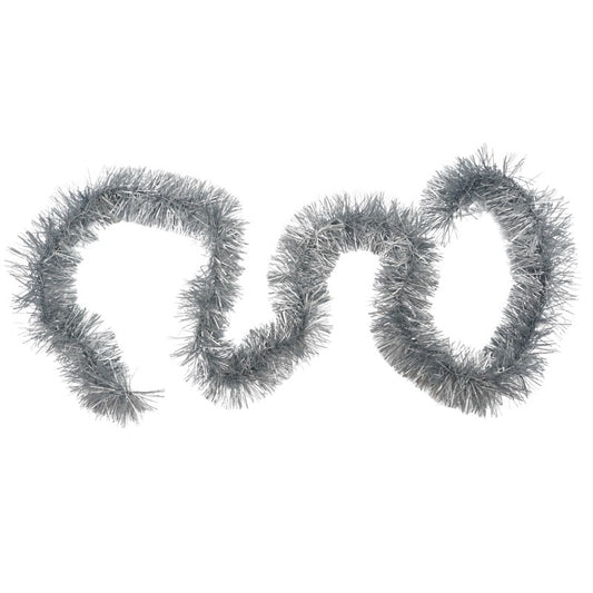 Beteală Crăciun Pufoasă, Decoratiune Brad Elegantă, Folie PVC Rezistentă, Uz Interior și Exterior, Argintiu, 2 m x 9 cm