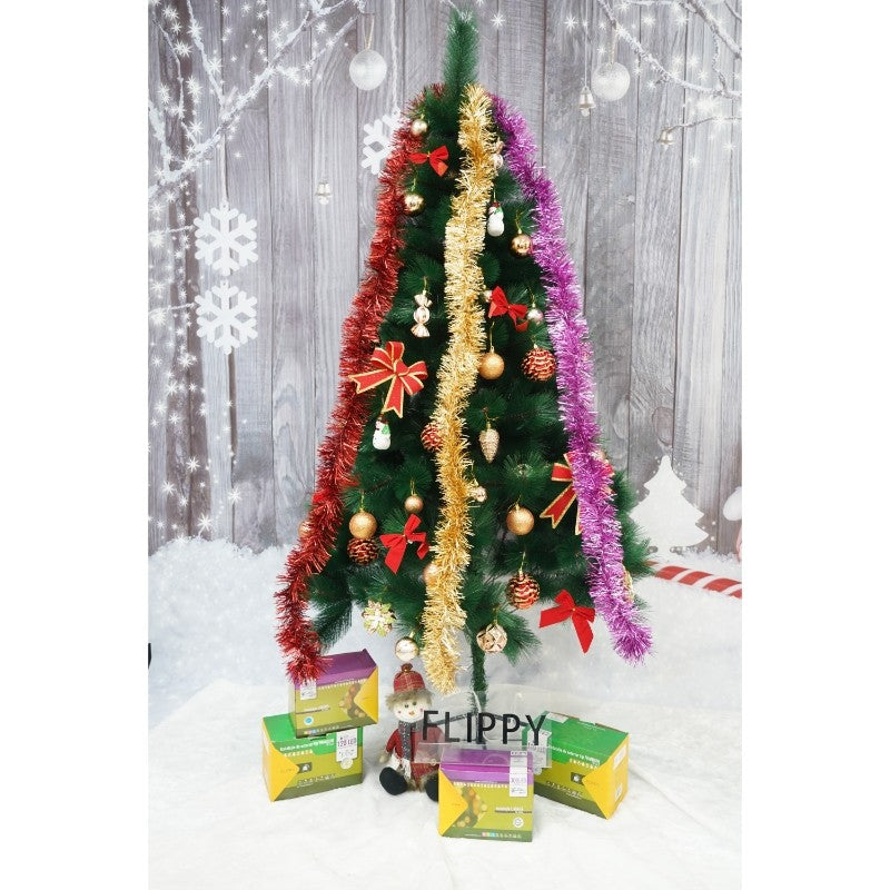 Beteala Craciun Stralucitoare, Decoratiune Pom si Interior, Folie PVC Flexibila, Rezistenta Exterior, Auriu, 2 m x 9 cm