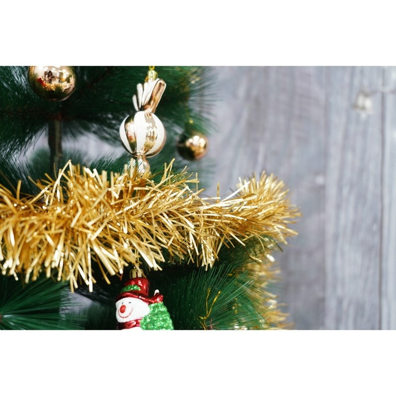 Beteala Craciun Stralucitoare, Decoratiune Pom si Interior, Folie PVC Flexibila, Rezistenta Exterior, Auriu, 2 m x 9 cm