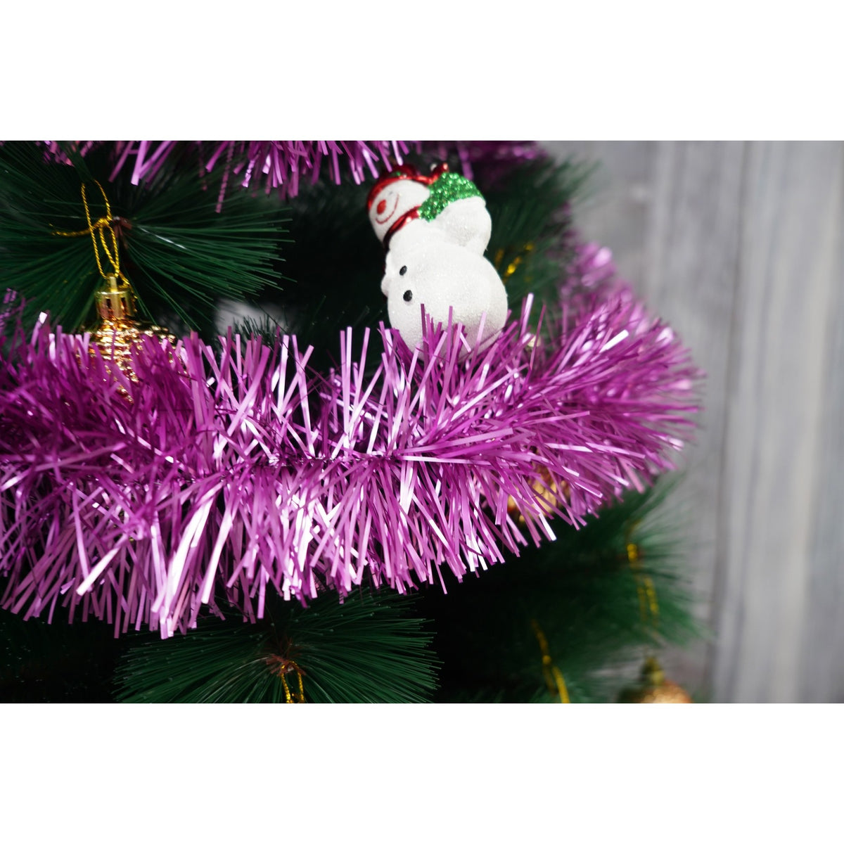 Beteala Craciun, Decoratiune Festiva Brad, Efect Stralucitor, Folie PVC, Interior si Exterior, Roz, 2 m x 9 cm