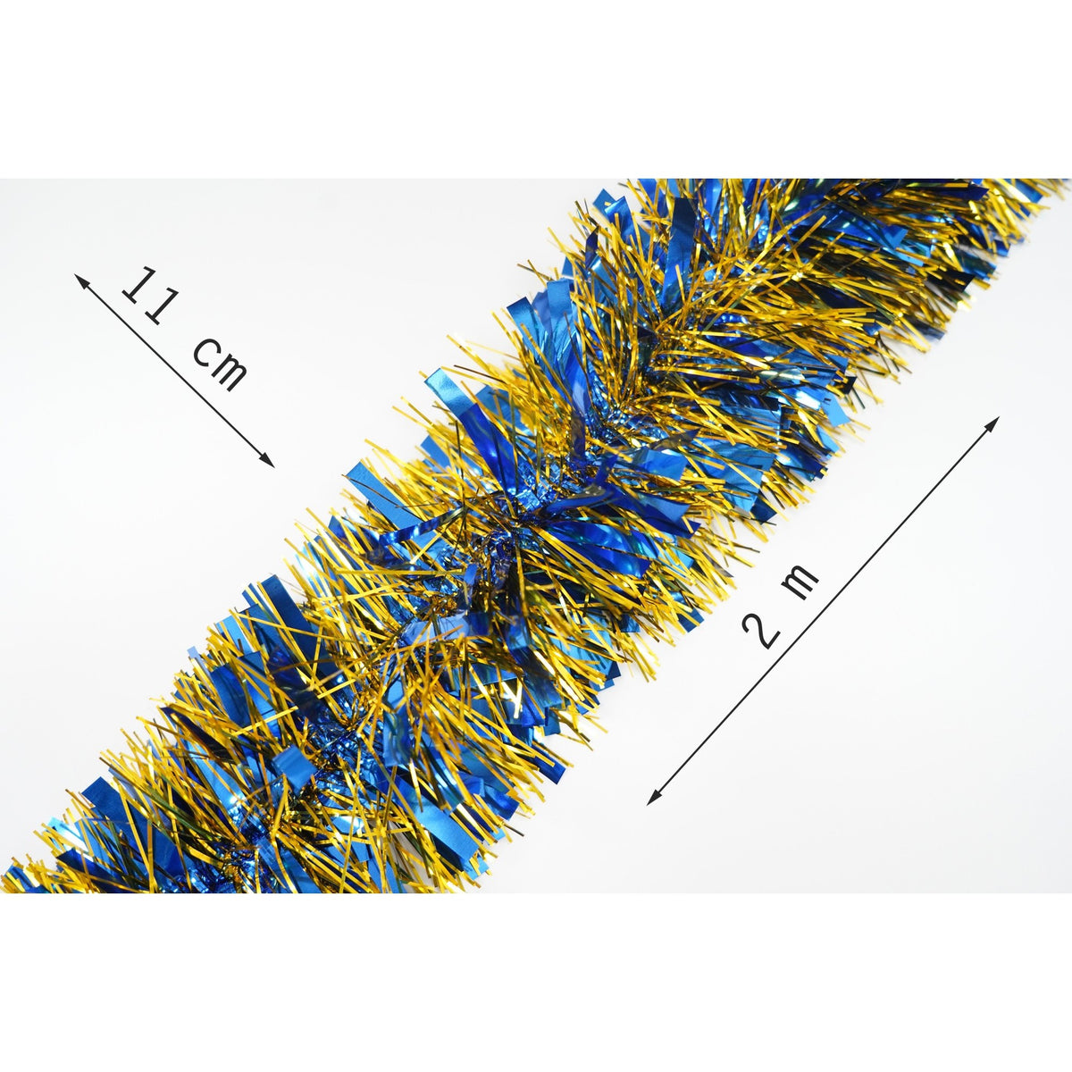 Beteala Craciun, Ghirlanda Decorativa Pufoasa, Folie PVC Rezistenta, Interior si Exterior, Albastru, 2 m x 11 cm
