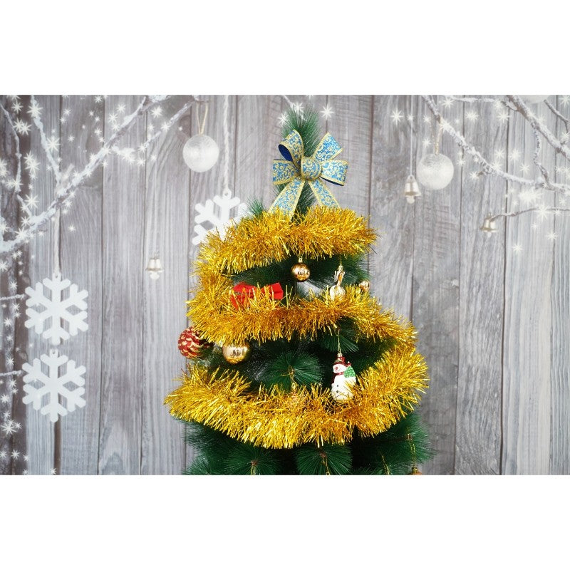 Beteala Craciun Premium, Decoratiune Pom de Iarna, Folie PVC Flexibila, Utilizare Interior si Exterior, Aurie, 2 m x 11 cm