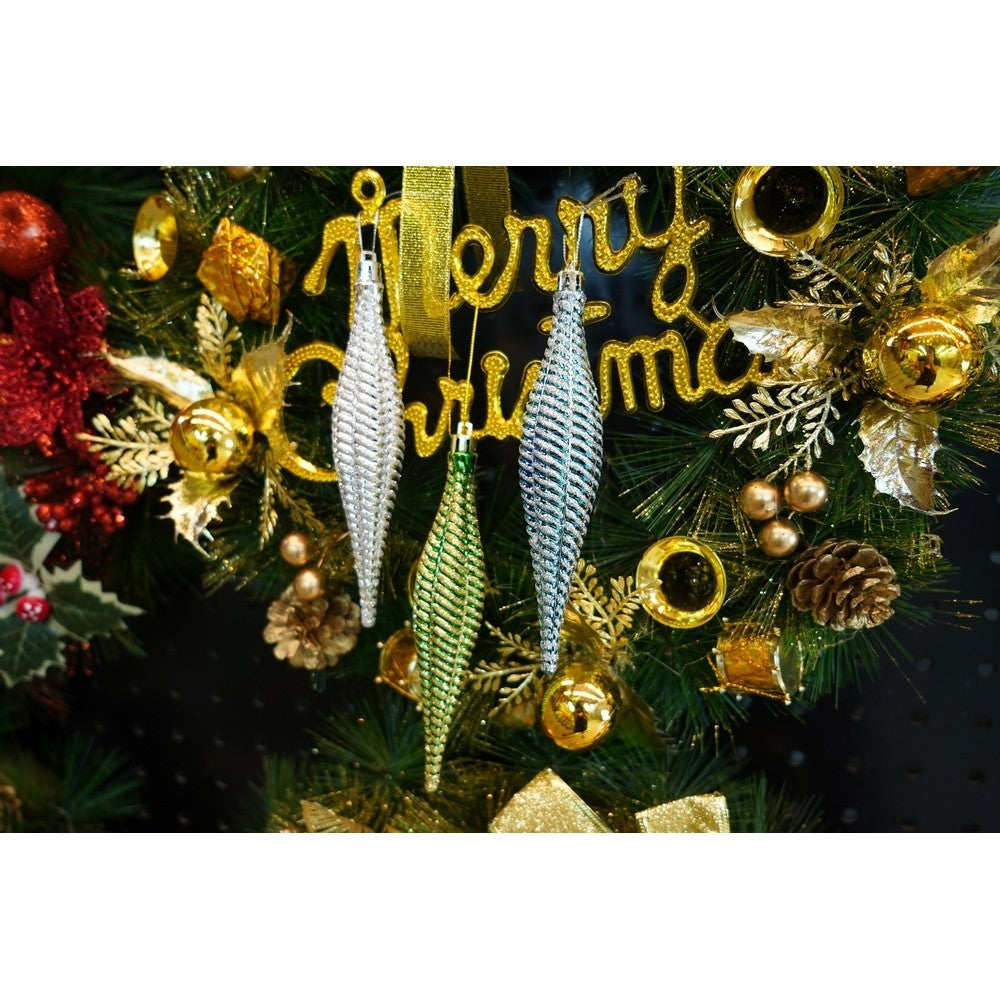 Set 6 Ornamente pentru Brad Crăciun, Formă Asimetrică, Plastic cu Finisaj Sclipitor, Multicolor, Diametru 3.5 cm