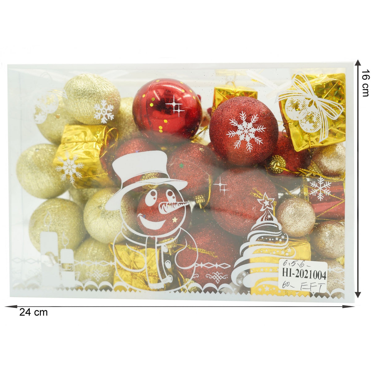 Set 45 Globuri Craciun, Ornamente Brad din Polistiren, Finisaj cu Sclipici, 8 cm, Cutie Depozitare, Argintiu