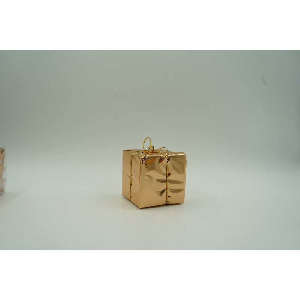 Set 12 Globuri Pentru Brad De Craciun, Ornamente Cu Finisaj Sclipitor, Polistiren Rezistent, Cupru Si Auriu, Diametru 6 cm