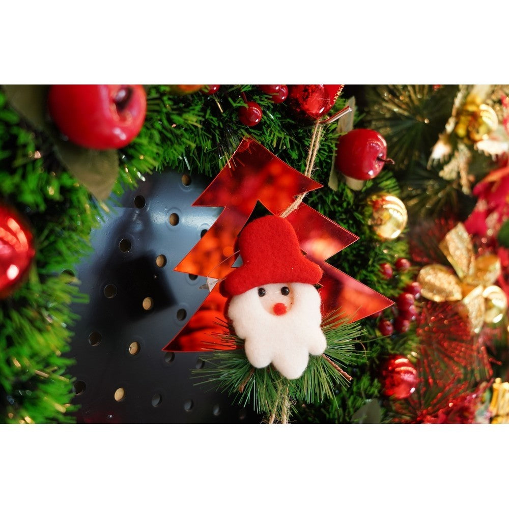 Ornament Crăciun Brad cu Clopoței, Decorativă Suspendată, Acril Lucios, Interior și Exterior, Roșu, 15 x 20 cm