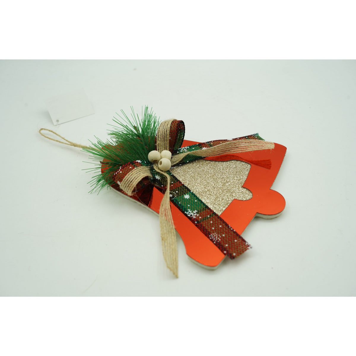 Ornament Brad Crăciun în Formă de Clopoțel, Finisaj Lucios, Acril Rezistent, Interior și Exterior, Roșu, 14 x 16 cm
