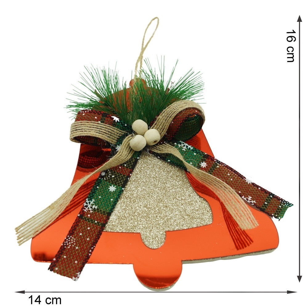 Ornament Brad Crăciun în Formă de Clopoțel, Finisaj Lucios, Acril Rezistent, Interior și Exterior, Roșu, 14 x 16 cm