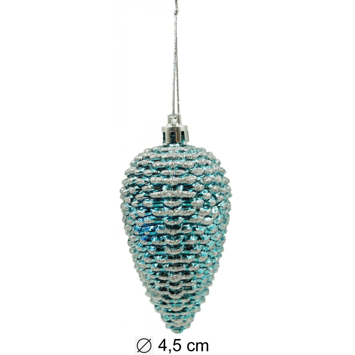 Set 6 Ornamente pentru Brad, Model Conuri, Finisaj Sclipitor, Plastic, Multicolor, 4.5 cm