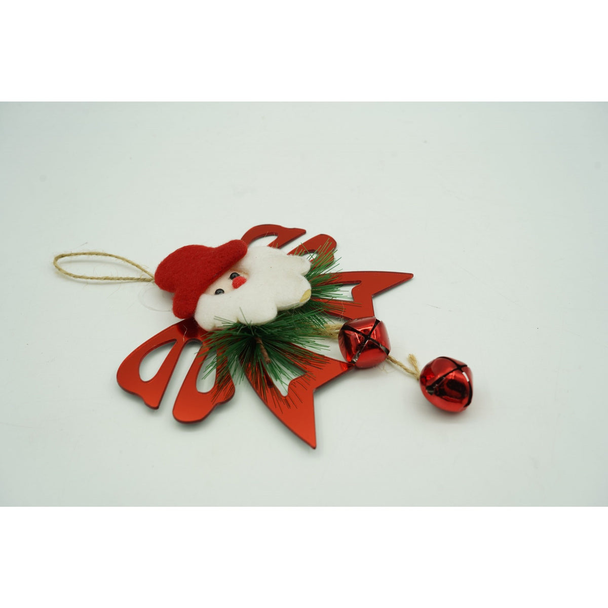 Ornament Brad Craciun, Funda cu Clopotei, Finisaj Lucios, Acril, Rosu, 15 x 20 cm