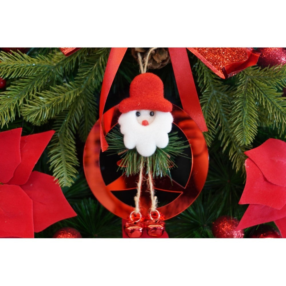 Ornament Brad de Craciun cu Clopotei, Decoratiune Festiva Suspendabila, Acril Rezistent, Rosu Lucios, 15 x 20 cm