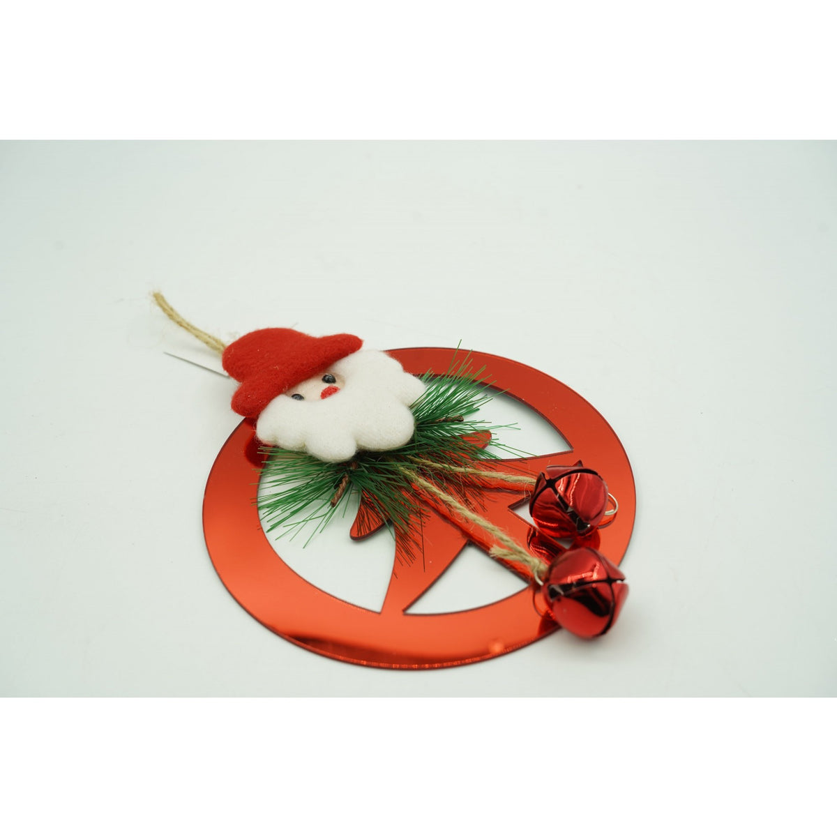 Ornament Brad de Craciun cu Clopotei, Decoratiune Festiva Suspendabila, Acril Rezistent, Rosu Lucios, 15 x 20 cm