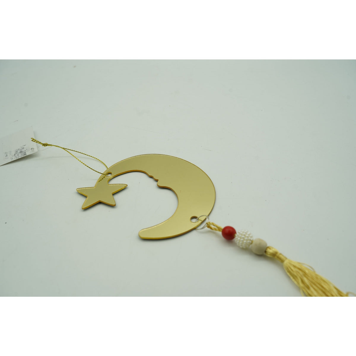 Ornament Brad de Crăciun, Formă Semilună, Acril Rezistent, Finisaj Lucios, Interior și Exterior, Auriu, 10 x 25 cm