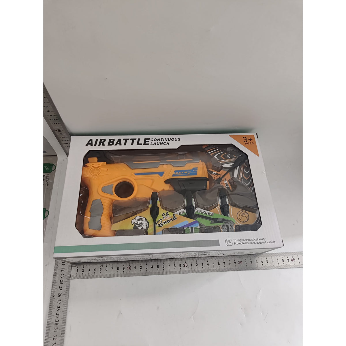 Lansator de Avioane Air Battle, Pistol cu Proiectile Mobile din Polistiren, Jucarie Interactiva pentru Exterior, Portocaliu, Set 4 Avioane Incluse