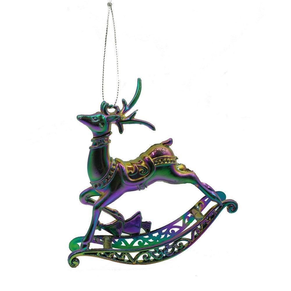 Ornament Brad Crăciun în Formă de Ren, Efect Iridescent, Plastic, 11 x 11 cm