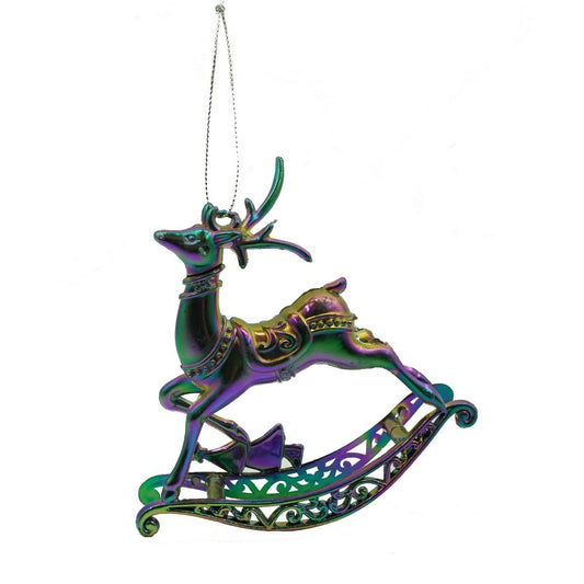 Ornament Brad Crăciun în Formă de Ren, Efect Iridescent, Plastic, 11 x 11 cm