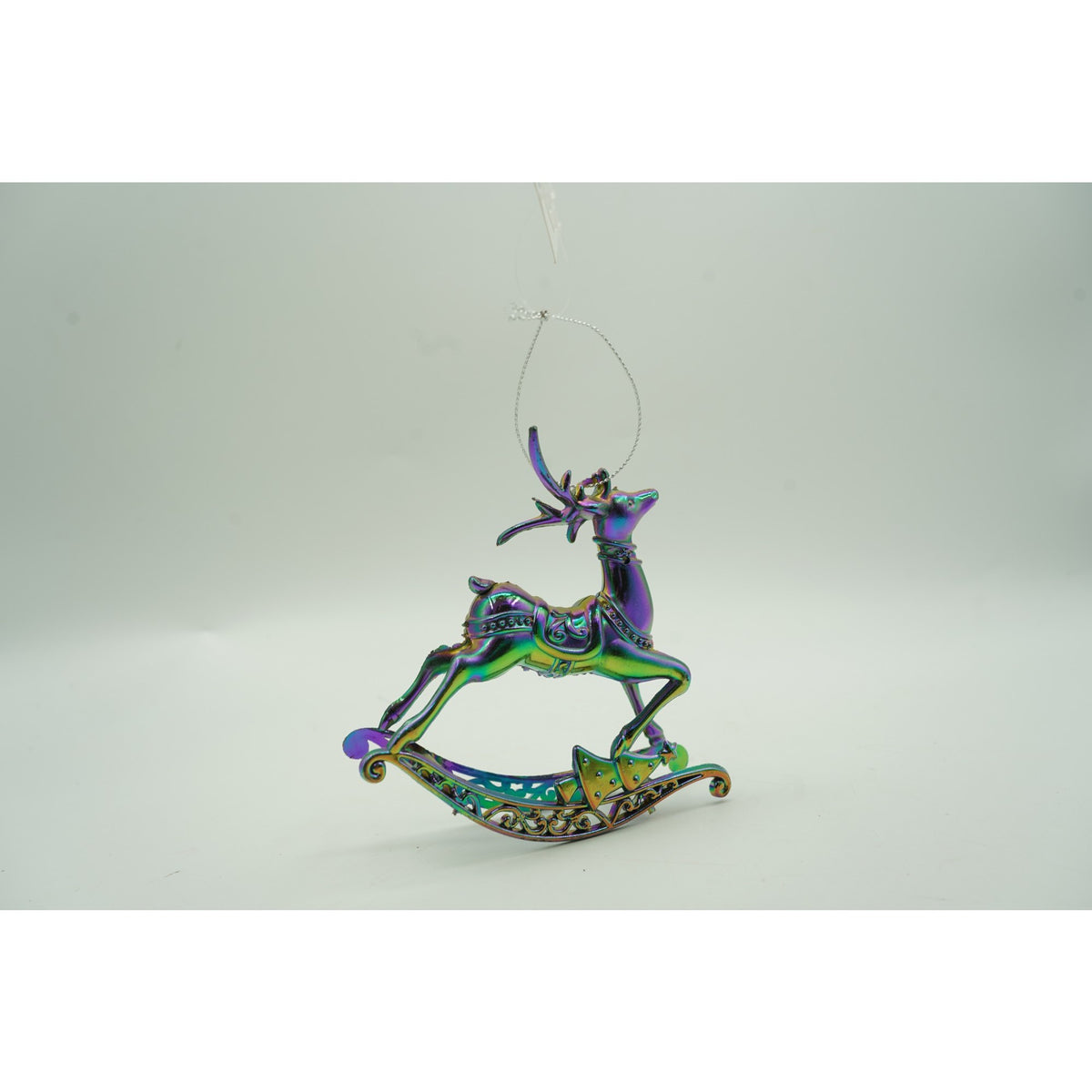 Ornament Brad Crăciun în Formă de Ren, Efect Iridescent, Plastic, 11 x 11 cm