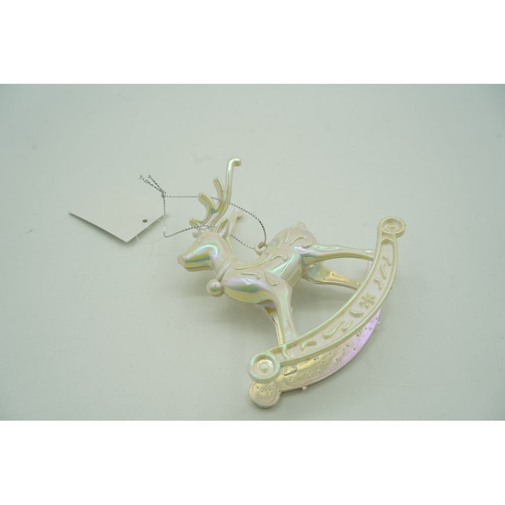 Ornament Brad De Crăciun În Formă De Ren, Finisaj Perlat, Plastic, 11 cm x 11 cm