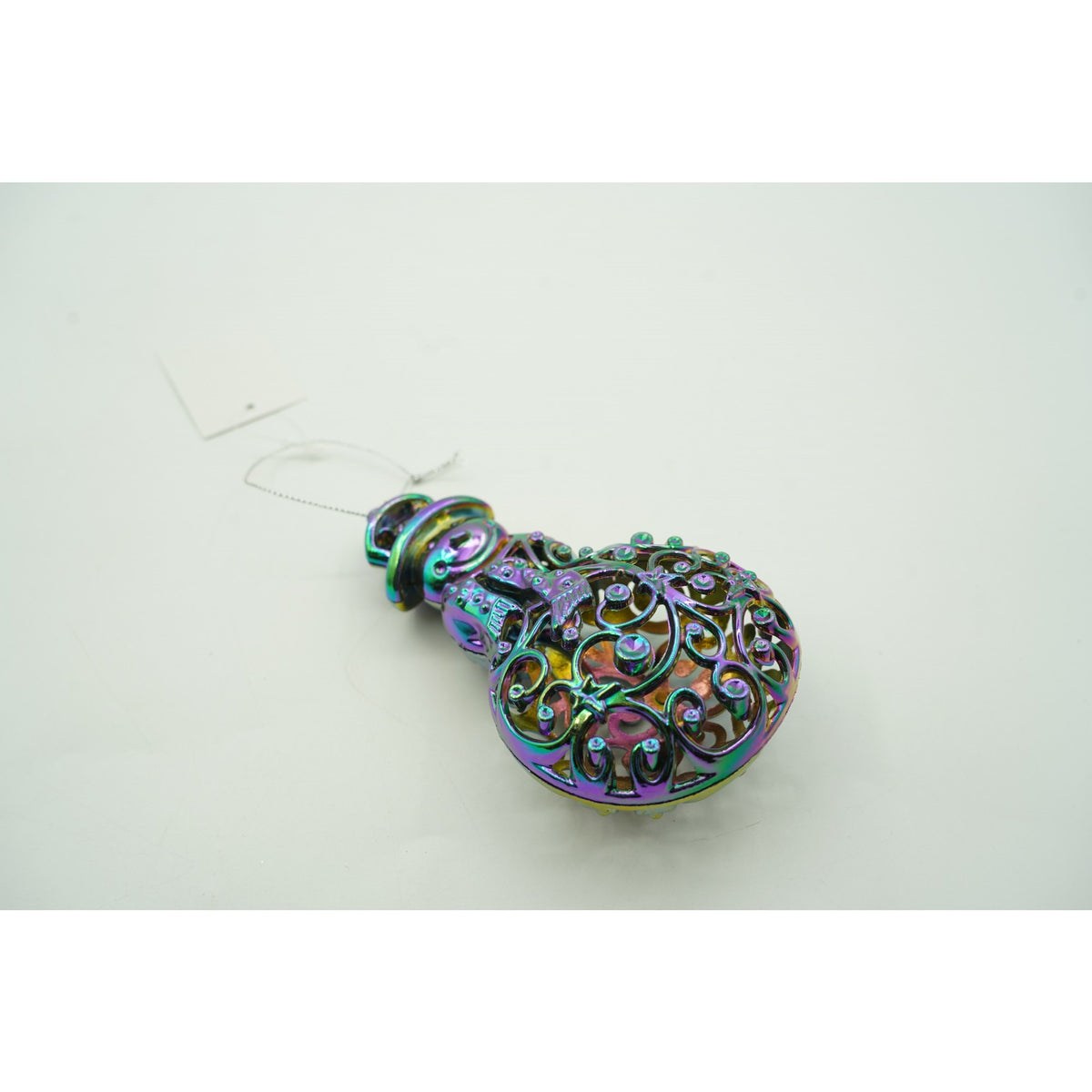 Ornament Brad Crăciun, Om de Zăpadă Iridescent, Efect Holografic, Plastic, 8 x 13 cm