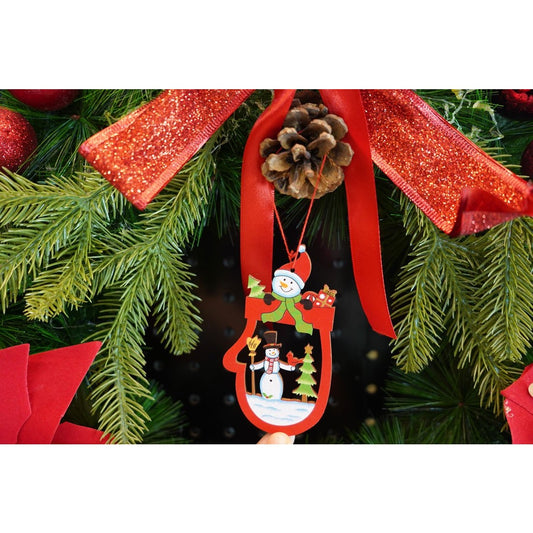 Ornament De Brad Oameni De Zapada, Decoratiune De Craciun Cu Agatatoare, Lemn, Multicolor, 10 cm