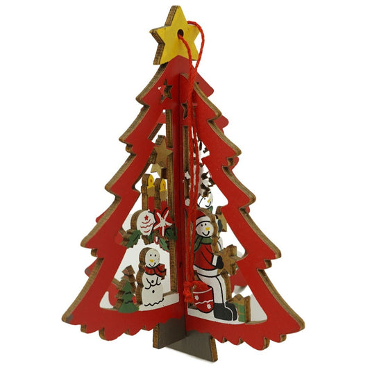 Ornament De Brad Mos Craciun, Decoratiune De Craciun Suspendata, Lemn Natural, Multicolor, 10.5 x 9.5 cm