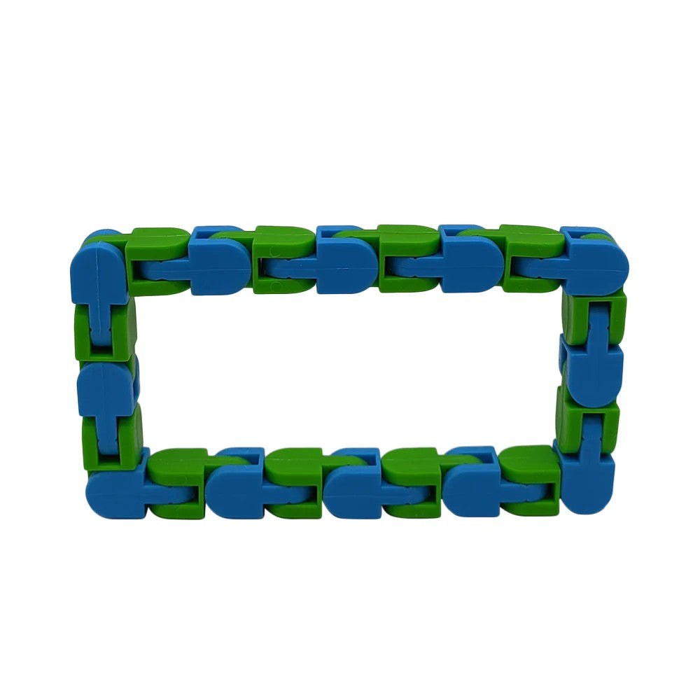 Jucărie Senzorială Antistres, Puzzle De Îmbinat Tip Șarpe, Dezvoltare Motorie Și Gândire Logică, Plastic, 24 Piese, Verde/Albastru