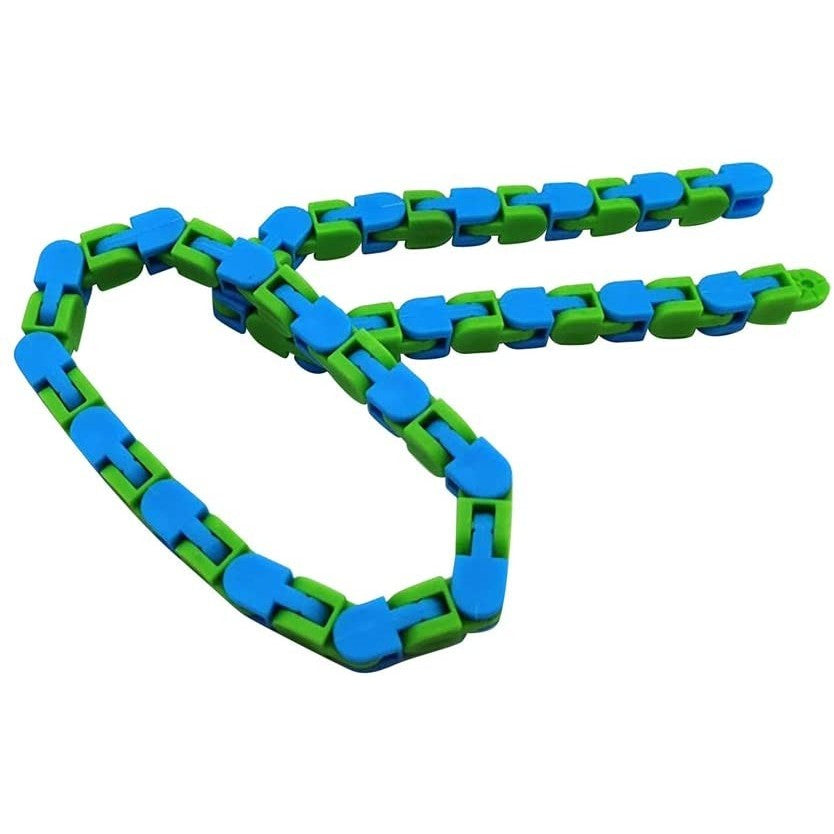 Jucărie Senzorială Antistres, Puzzle De Îmbinat Tip Șarpe, Dezvoltare Motorie Și Gândire Logică, Plastic, 24 Piese, Verde/Albastru