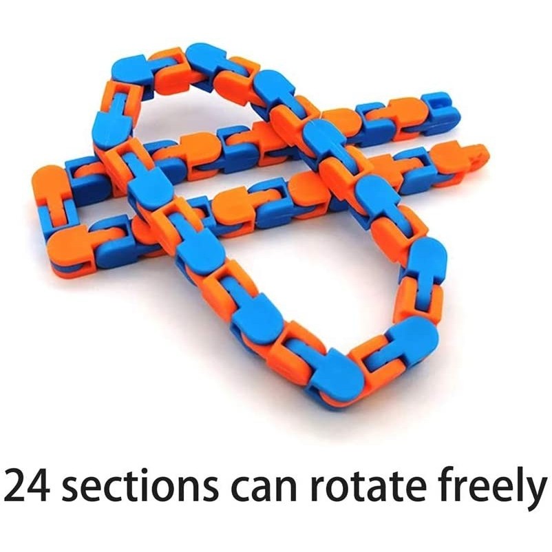 Jucărie Senzorială Antistres, Puzzle De Îmbinat Tip Șarpe, Dezvoltare Motricitate, Plastic, 24 Piese, Portocaliu/Albastru