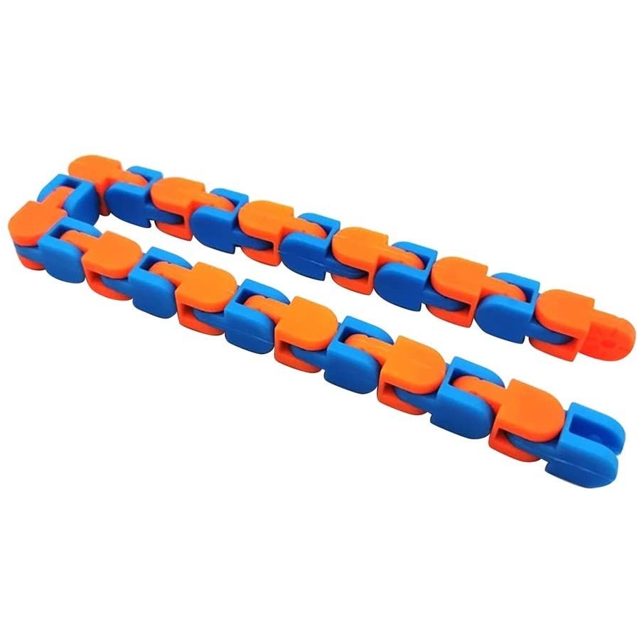 Jucărie Senzorială Antistres, Puzzle De Îmbinat Tip Șarpe, Dezvoltare Motricitate, Plastic, 24 Piese, Portocaliu/Albastru