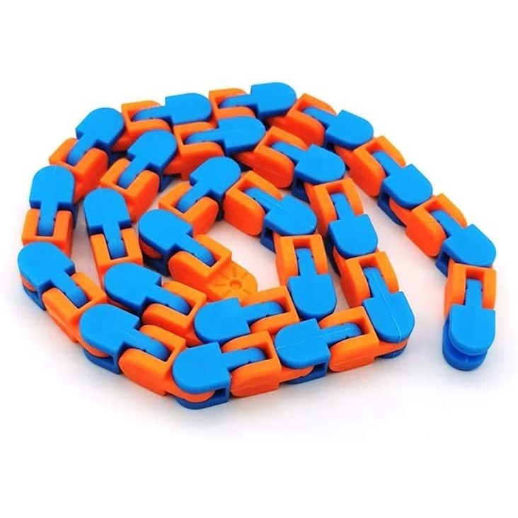 Jucărie Senzorială Antistres, Puzzle De Îmbinat Tip Șarpe, Dezvoltare Motricitate, Plastic, 24 Piese, Portocaliu/Albastru