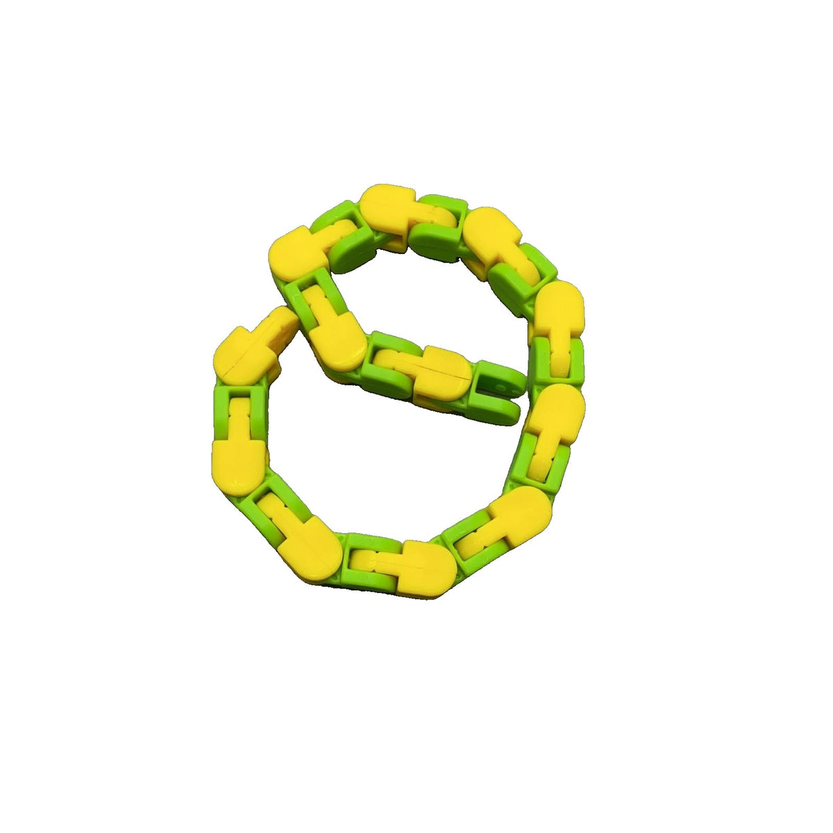 Puzzle De Îmbinat Tip Șarpe, Jucărie Senzorială Antistres Pentru Dezvoltare Motorie, Plastic, 24 Piese, Galben/Verde
