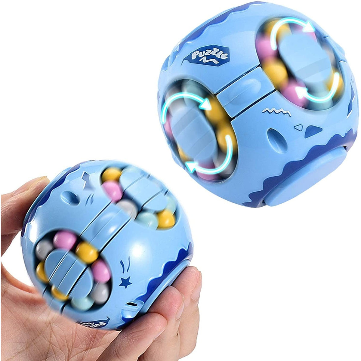 Jucarie Antistres Magic Bean, Cub Magic Interactiv, Sfera, Plastic, Albastru
