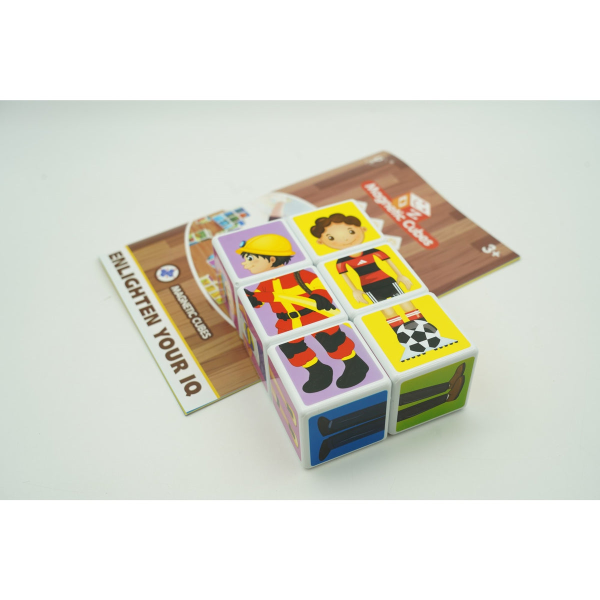 Set Cuburi Magnetice Inteligente pentru Copii, Puzzle Educativ cu Meserii, Plastic ABS, Cutie Depozitare Inclusă, 6 Piese, Multicolor, +3 Ani