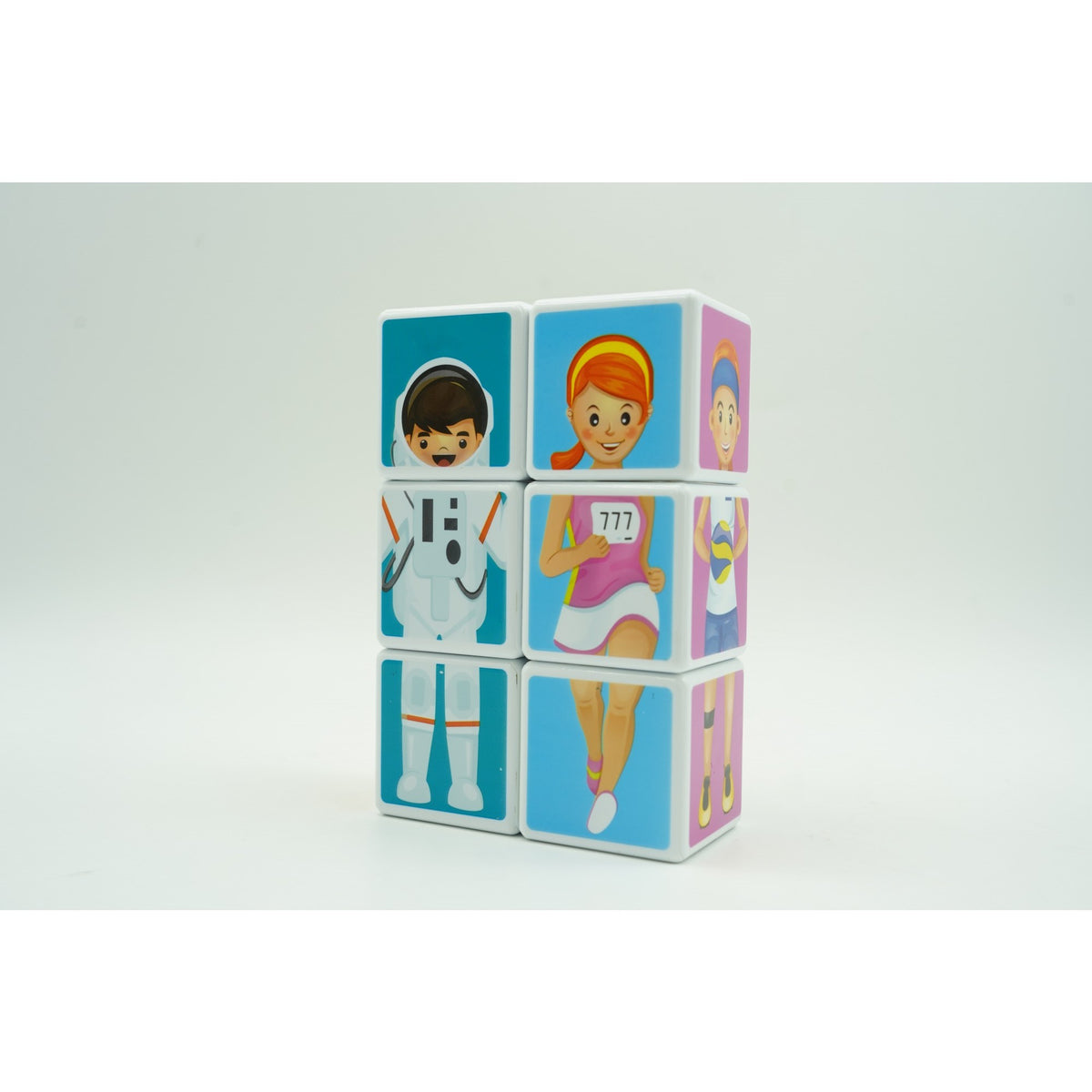 Set Cuburi Magnetice Inteligente pentru Copii, Puzzle Educativ cu Meserii, Plastic ABS, Cutie Depozitare Inclusă, 6 Piese, Multicolor, +3 Ani