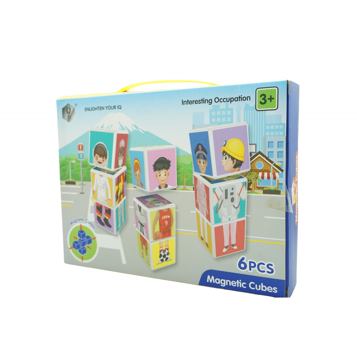 Set Cuburi Magnetice Inteligente pentru Copii, Puzzle Educativ cu Meserii, Plastic ABS, Cutie Depozitare Inclusă, 6 Piese, Multicolor, +3 Ani