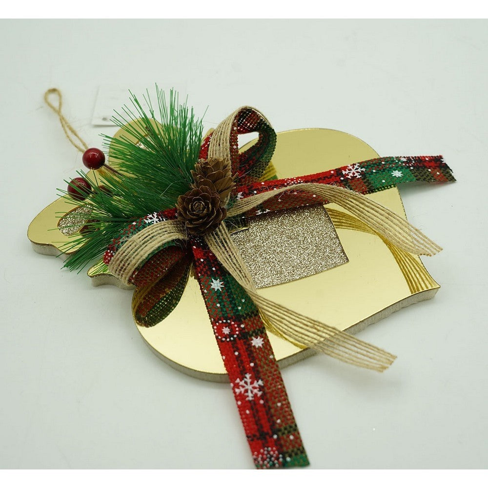 Ornament Brad de Craciun, Inima Decorativa Gigant, Finisaj Auriu Lucios, Material Acrilic Rezistent, Utilizare Interior si Exterior, 15 x 16 cm