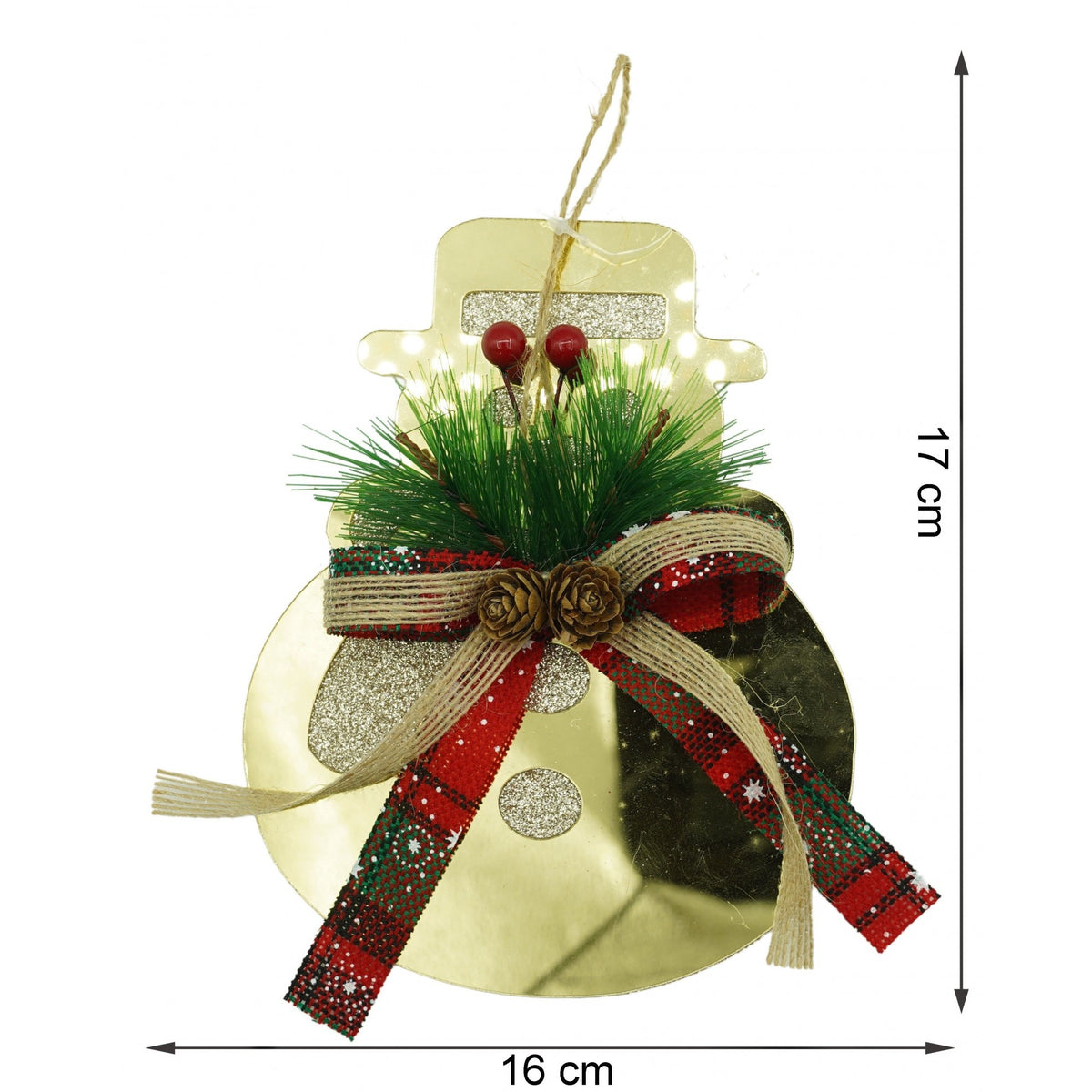 Ornament Brad Om De Zapada, Decoratiune Craciun Cu Aspect Lucios, Acril Rezistent, Interior Si Exterior, Auriu, 16 x 17 cm