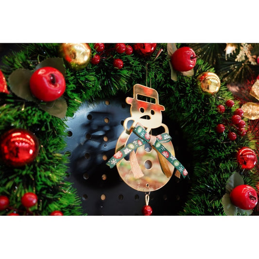 Ornament Brad Crăciun Om de Zăpadă, Decorativ, Efect Lucios, Acril, Auriu, 14x30 cm
