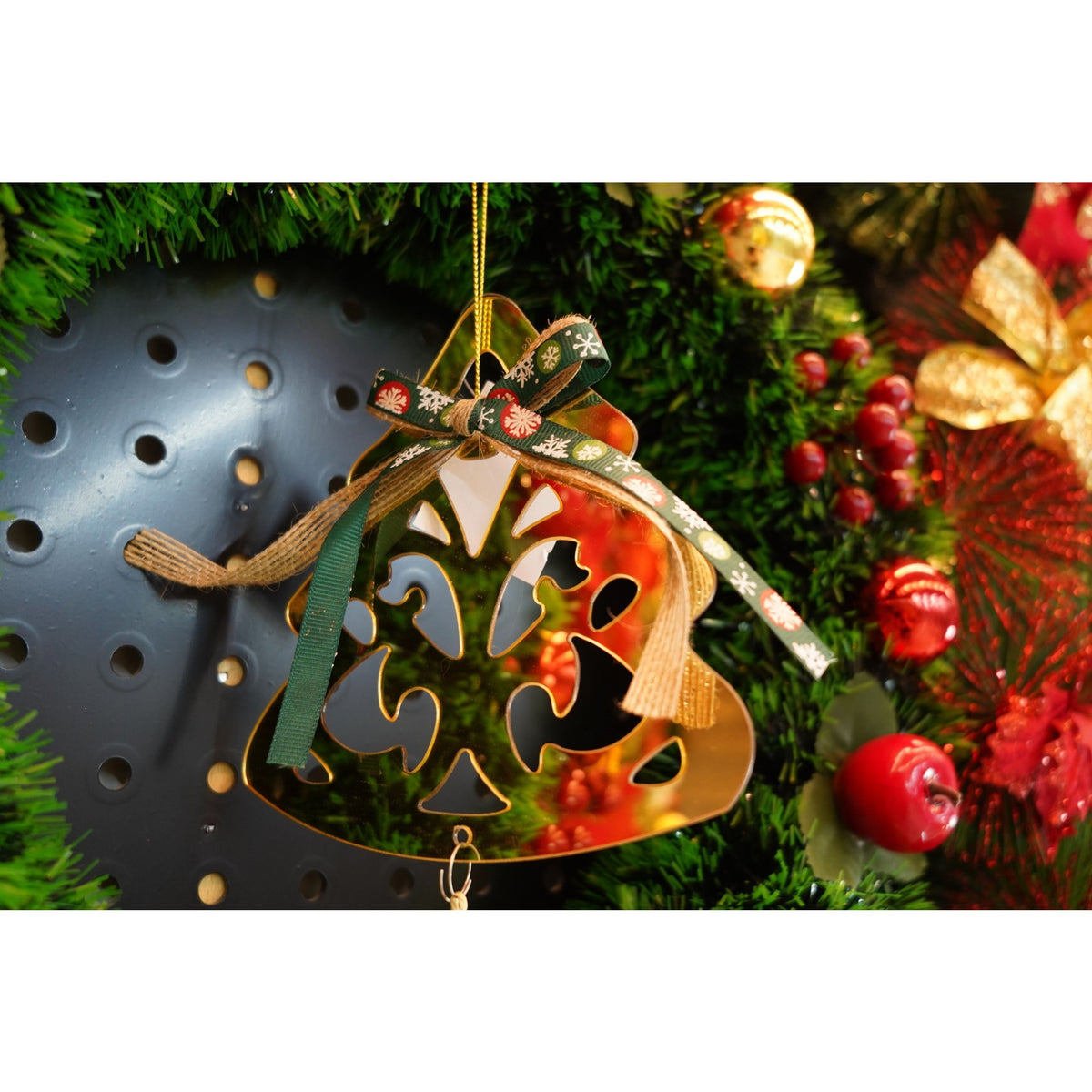 Ornament Brad Crăciun, Decorativă Stil Brad, Acril Lucios, Interior și Exterior, Auriu, 15 x 28 cm