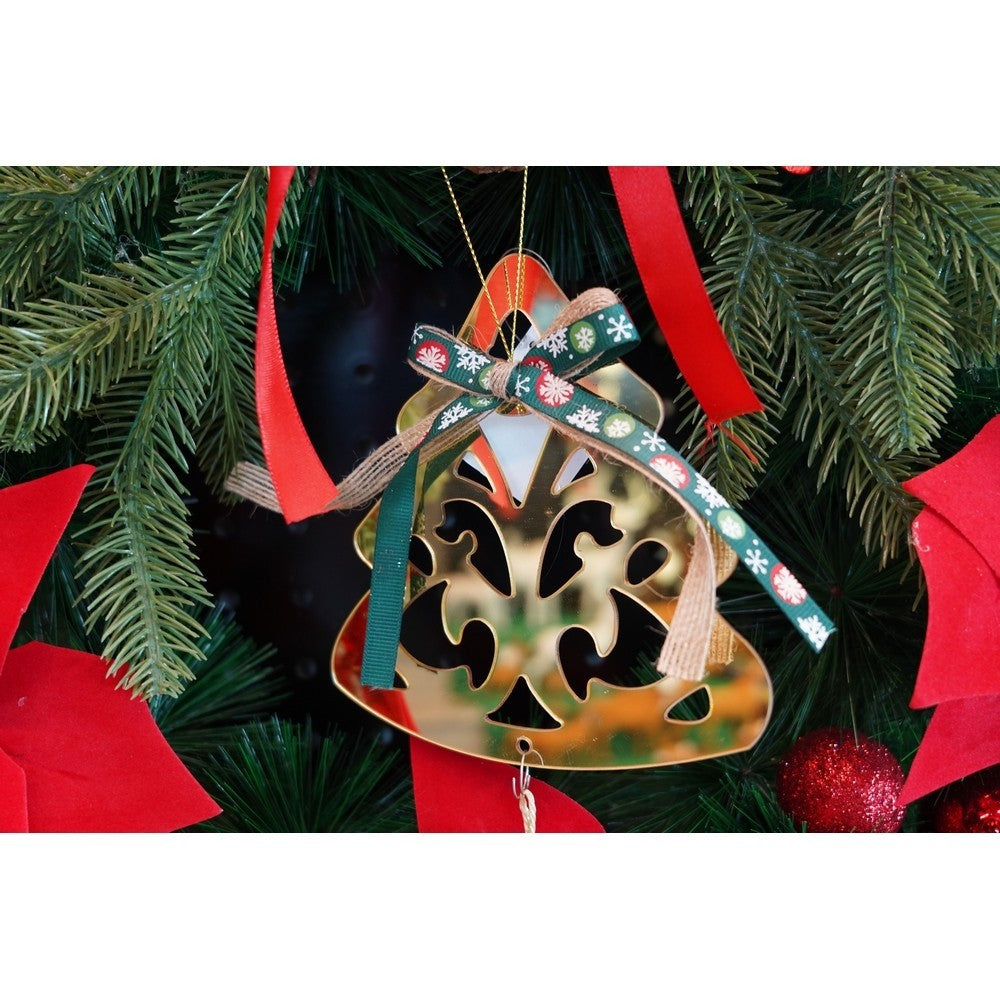 Ornament Brad Crăciun, Decorativă Stil Brad, Acril Lucios, Interior și Exterior, Auriu, 15 x 28 cm