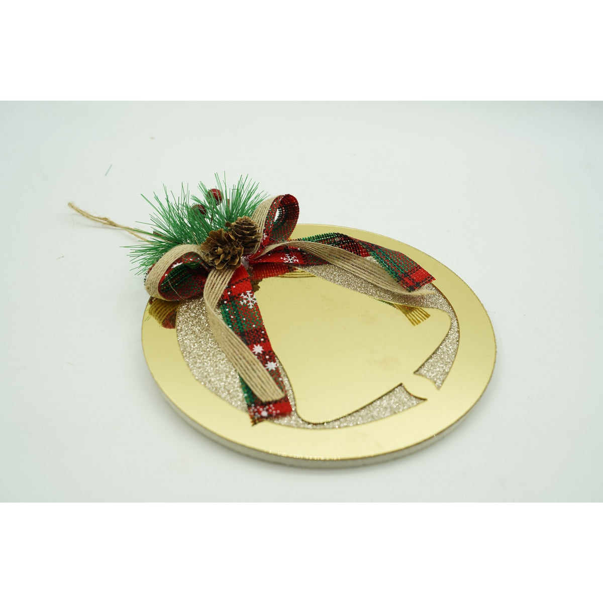 Ornament Brad Crăciun în Formă de Clopoțel, Finisaj Lucios, Acril Rezistent, Interior și Exterior, Auriu, 17 x 17 cm