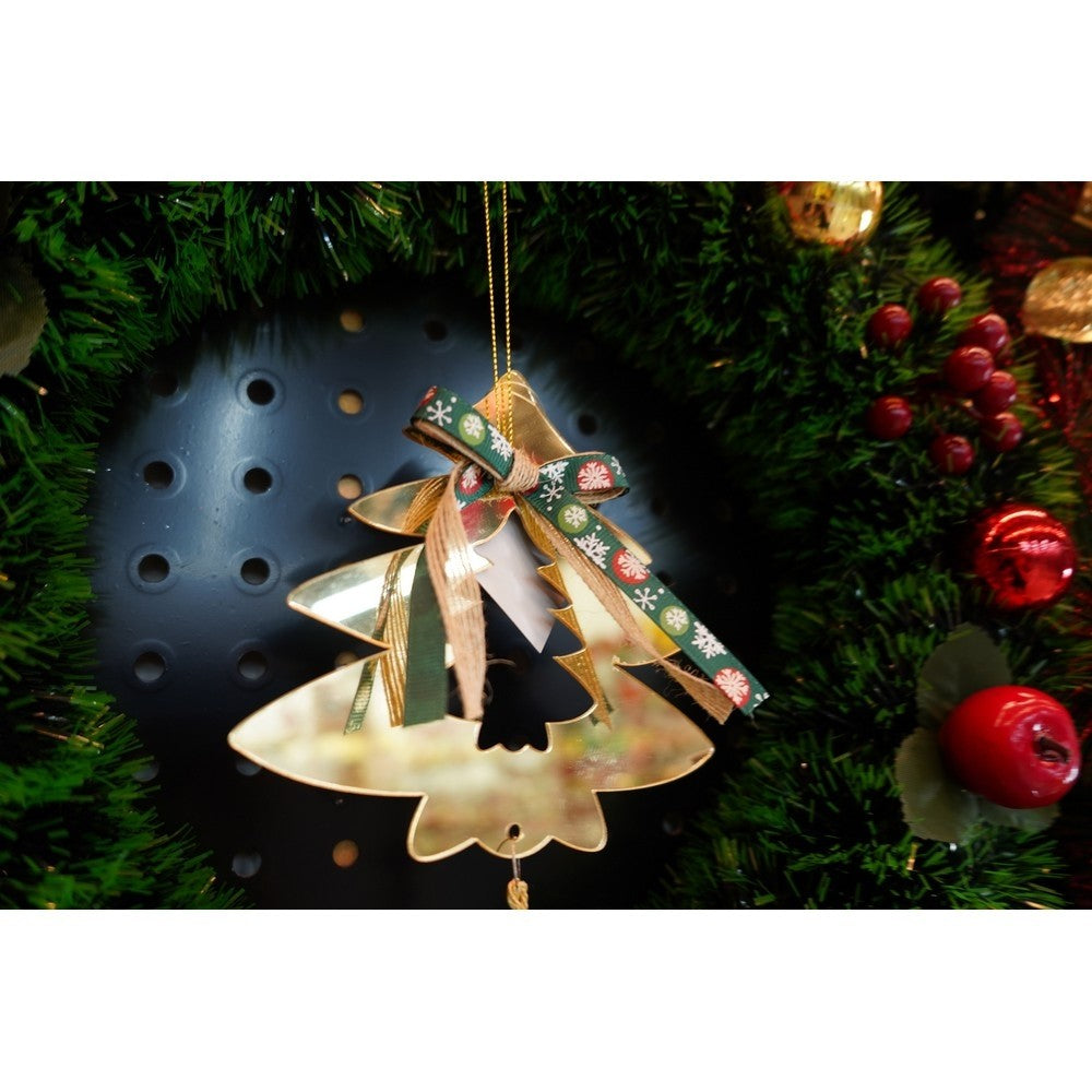 Ornament Brad de Craciun, Model Brad Stilizat, Decoratiune Festiva, Acril Lucios, Interior si Exterior, Auriu, 14 x 26 cm