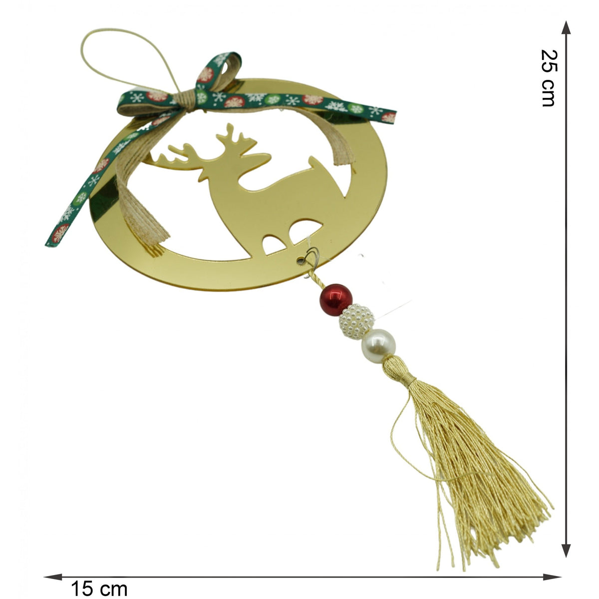 Ornament Brad Crăciun în Formă de Ren, Decorațiune Festivă Interior și Exterior, Acril Lucios, Auriu, 15 x 25 cm