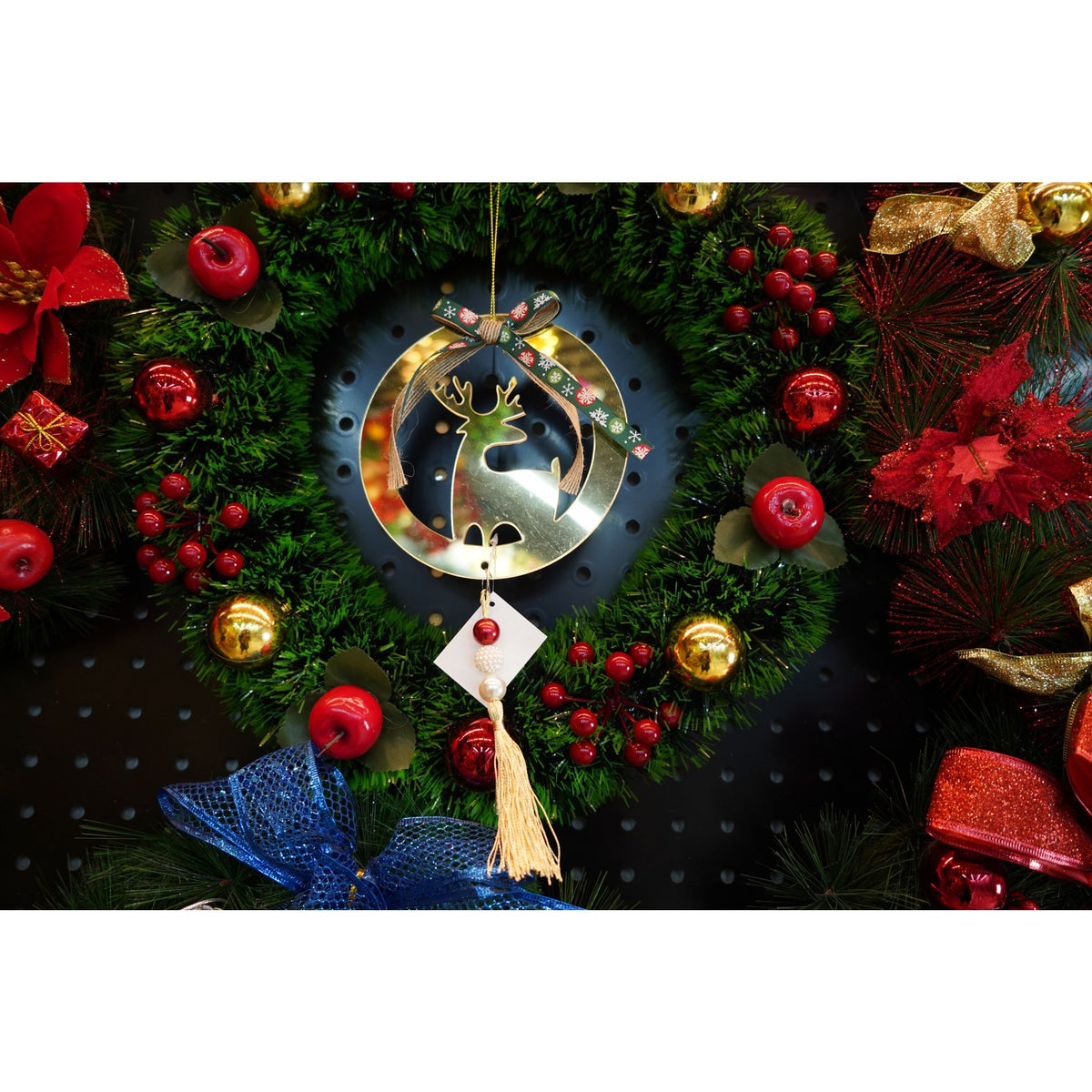 Ornament Brad Crăciun în Formă de Ren, Decorațiune Festivă Interior și Exterior, Acril Lucios, Auriu, 15 x 25 cm