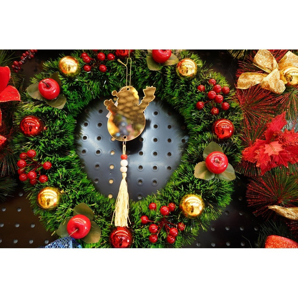 Ornament Brad Crăciun Om de Zăpadă, Decorativă Figurină Luminoasă, Acril Lucios, Interior și Exterior, Auriu, 10 x 23 cm