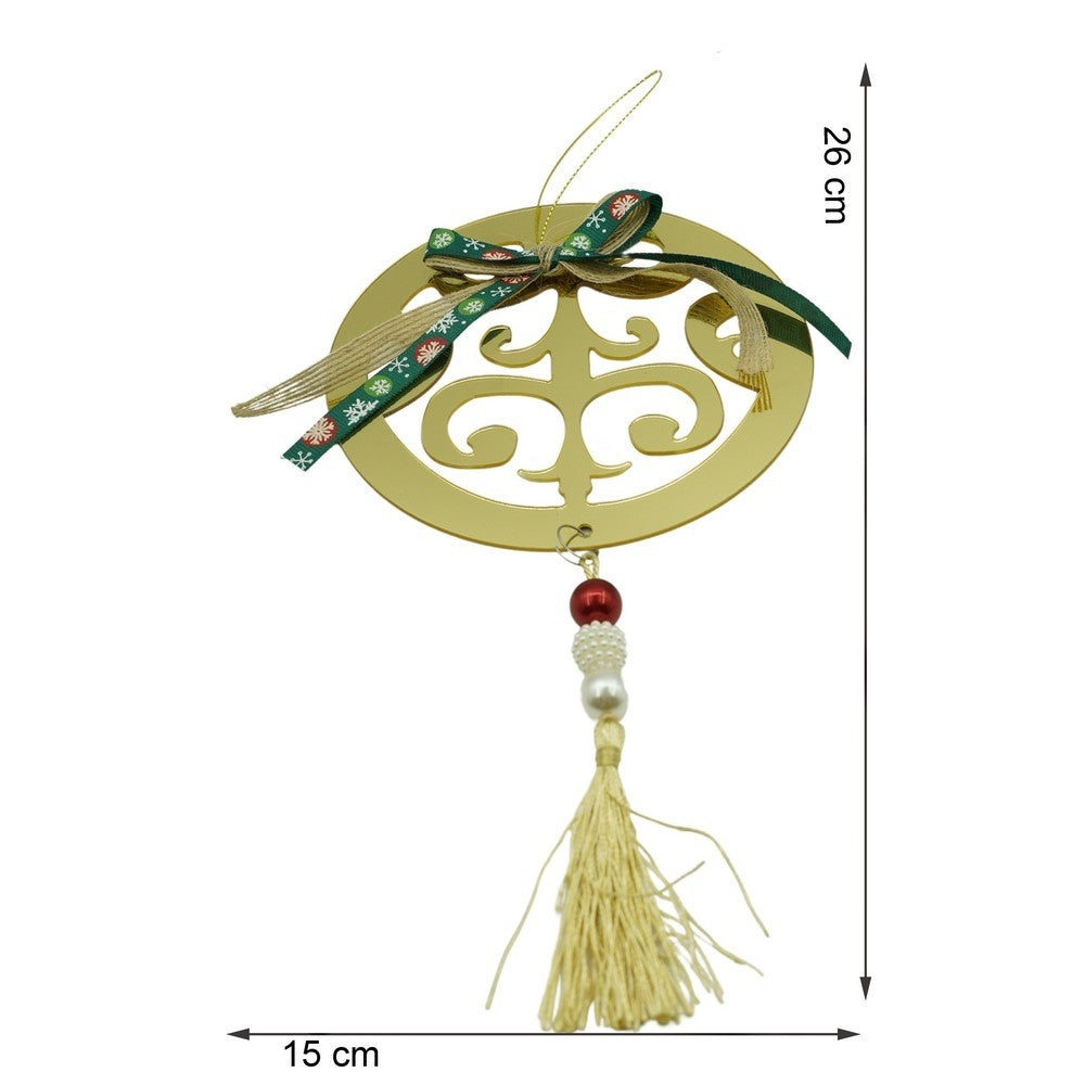 Ornament Brad Crăciun Rotund, Decor Glossy Rezistent, Acril, Auriu Lucios, 15 x 26 cm