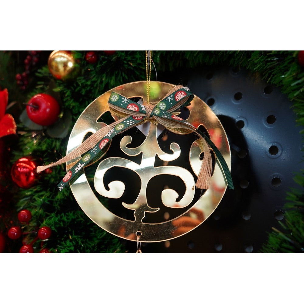 Ornament Brad Crăciun Rotund, Decor Glossy Rezistent, Acril, Auriu Lucios, 15 x 26 cm