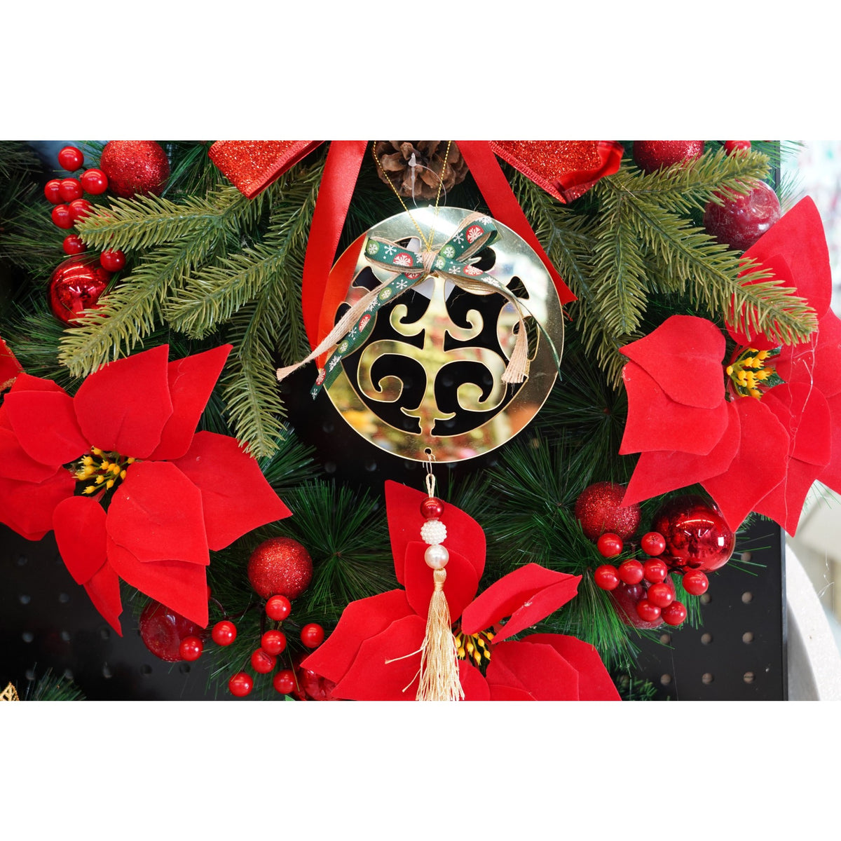 Ornament Brad Crăciun Rotund, Decor Glossy Rezistent, Acril, Auriu Lucios, 15 x 26 cm